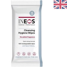 Fragrance-Free INEOS Cleansing Wipes x15, Compact & Antibacterial for On-The-Go