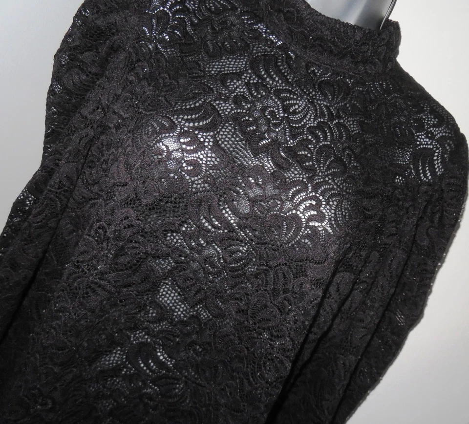 ✿Ladies REDHERRING black stretch sheer lace top blouse size 16✿ - Image 3 of 4