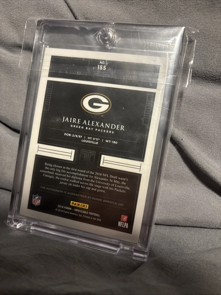 2018 Panini Impeccable - Rookie Autographs Jaire Alexander #155 Emerald /5 (RC) - Image 2 of 2
