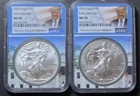 2020 NGC MS70 Silver Eagles "Early Releases," 2 pieces