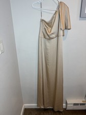 Sachin & Babi Dress Womens 8 Neutral One Shoulder Gown Maxi Elegant Formal New