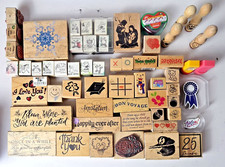Lot of 58 Various Size  Theme Rubber Stamps mostly Wooden Blocks ONLY .29 each