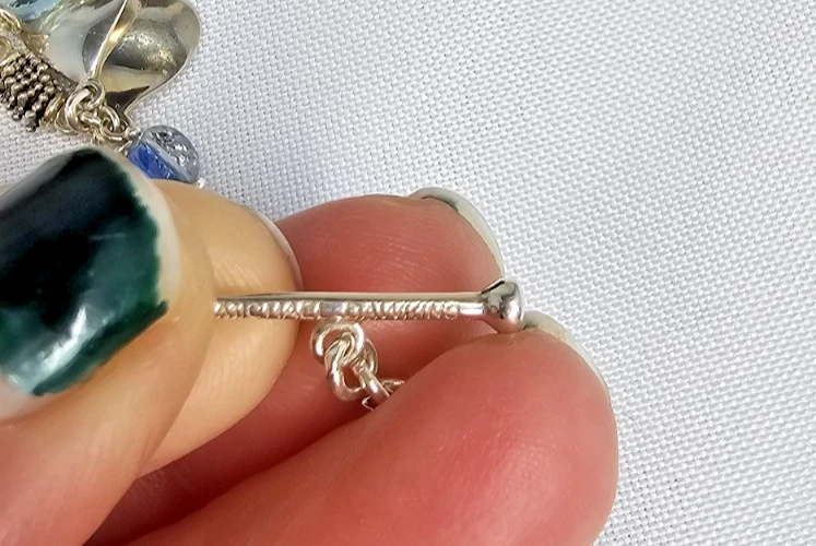 Bracelet Michael Dawkins 925 Thailand pearls Blue Topaz Sterling Silver - Image 2 of 4