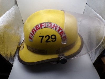 Vintage Yellow Firefighter Helmet 729 with Face Shield Cairns & Brothers