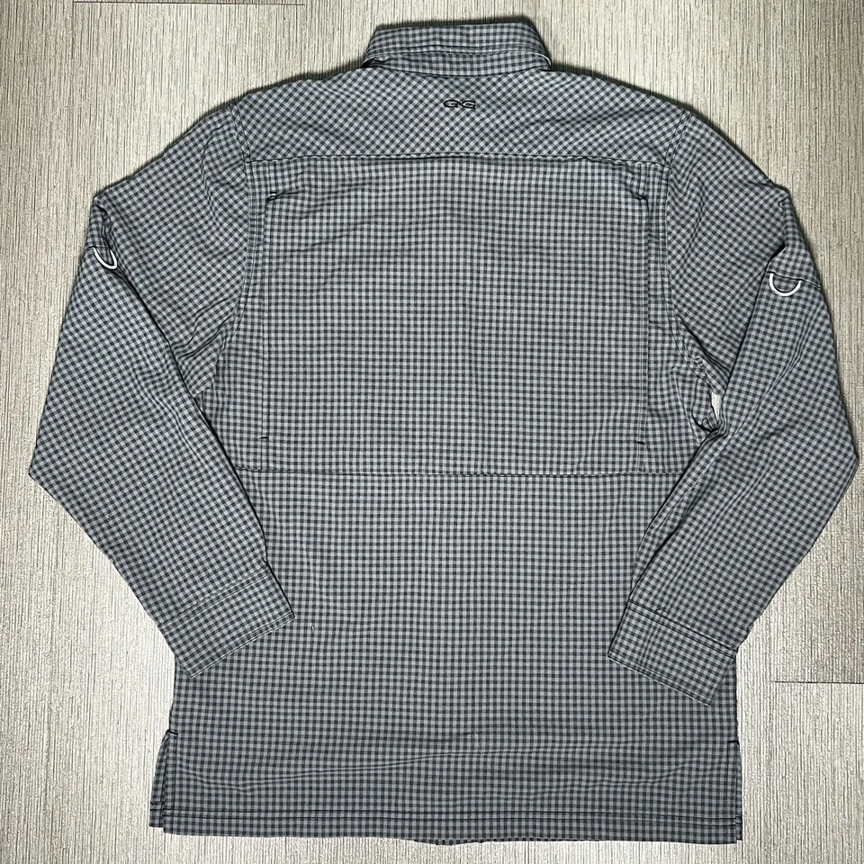 GameGuard TekCheck Shirt Mens M Gunmetal Gray Gingham Vented Fishing Long Sleeve - Image 3 of 4