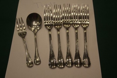 BSF Besteck TIVOLI Edelstahl   5 Gabeln ,1 Kuchengabel-1 Sahnelöffel
