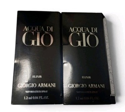 2x Giorgio Armani Acqua De Gio Sample Spray Elixir .04oz Leather, Patchouli