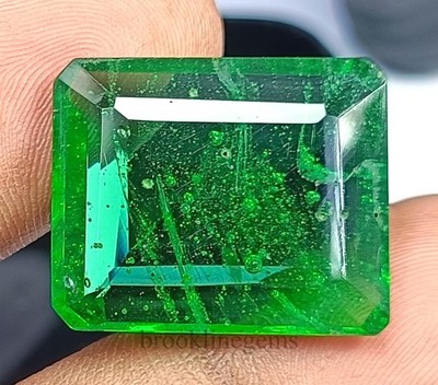 EGL Certified 20.80 Carat Natural Green Emerald From Zambia Loose Gemstone 5DSZ