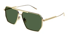 Bottega Veneta BV1012S Gold Green Lens Square Sunglasses Unisex