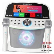 Platinum Plus All-in-One Karaoke System with 2 Wireless Mics, white