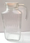 Vintage ARC20 Clear Glass Ribbed Juice Milk Water 64 Oz Carafe Pitcher France
