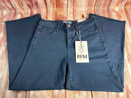 RFM Chloe Gr. 5/27 blau High Rise Raw Hem Crop Wide Leg Denim Jeans Hose 27x24,5 - Bild 3 von 12