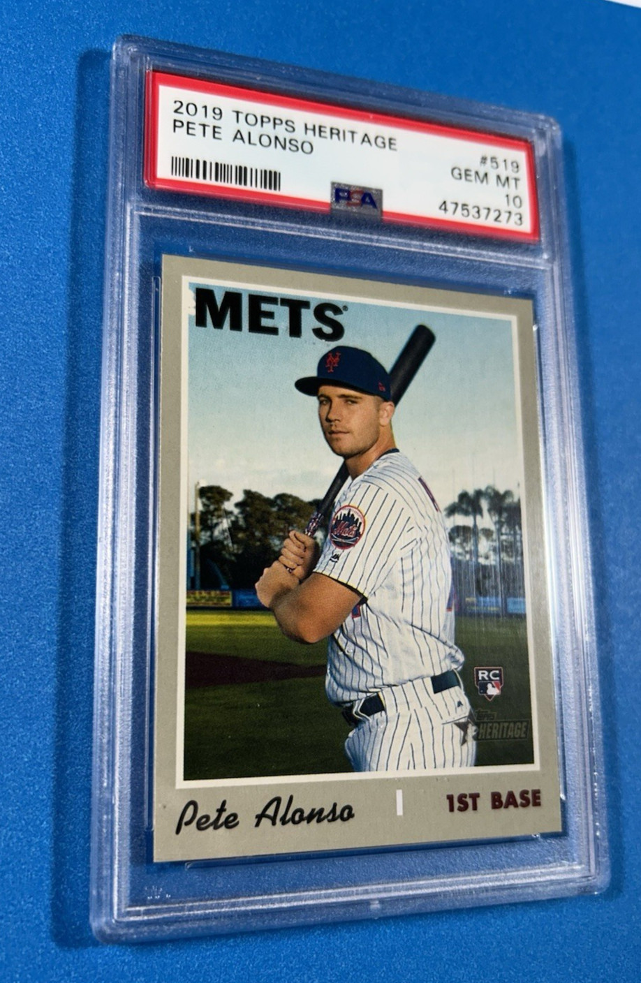 2019 Topps Heritage baseball #519   Pete Alonso   PSA 10  Gem Mint view 2