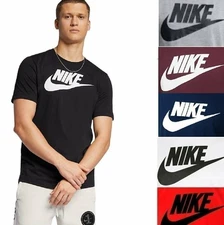 Nike Men's Athletic Wear Short Sleeve Logo Swoosh Printed Gym Active T-Shirt