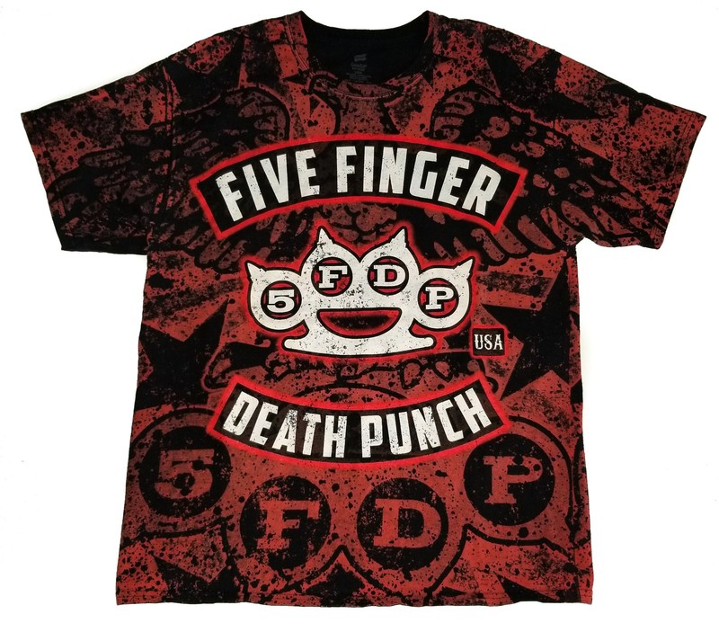 Five Finger Death Punch Band T-Shirt AOP All Over Mega Print 2 Sided Mens LG