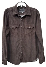True Grit Button Down Shirt Men’s L Brown Soft Polyester Long Sleeve