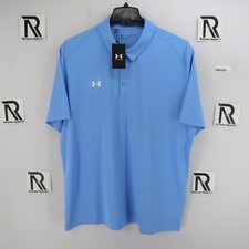 NWT Men's Under Armour Tech UA Golf Polo Shirt Sky Blue Performance SS Loose Fit