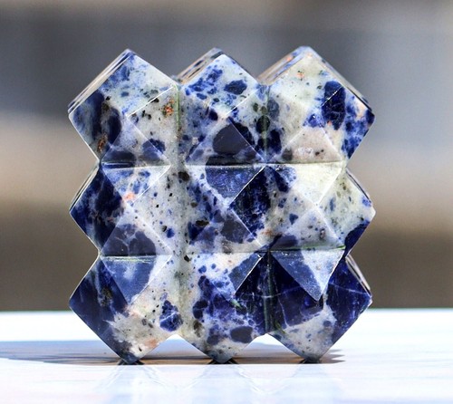 65MM Blue Sodalite Crystal 54 Pyramids Sodalite Gemstone Cube Healing 54 Pyramid - Picture 4 of 10
