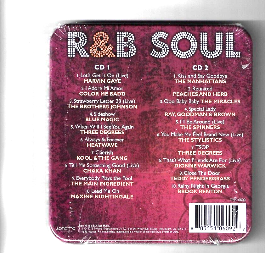 Collectors Edition R & B SOUL Music CD's - 20 Songs - Hinged Tin