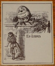 ALICE IN WONDERLAND & HUMPTY DUMPTY BOOKPLATE~JOHN TENNIEL~LEWIS CARROLL