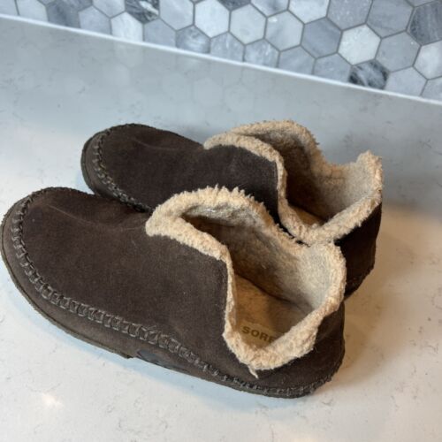 Sorel Slippers Mens 10 Manawan Moccasins NM1466-287 Brown Suede Comfort Slip On - Picture 19 of 20