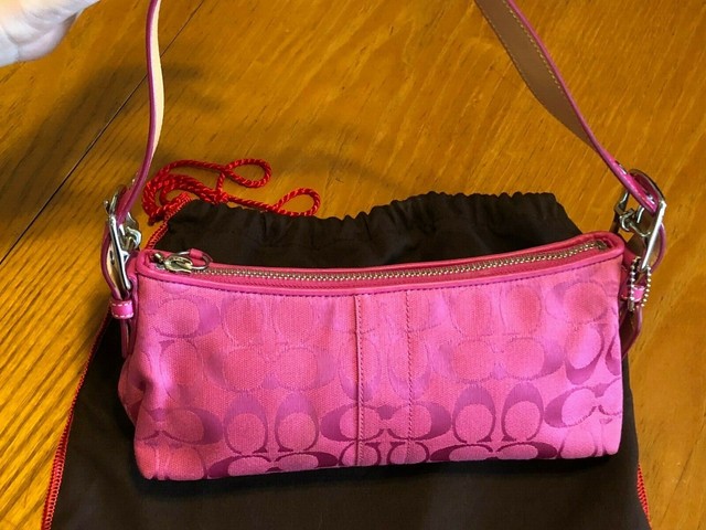 pink and green coach purse