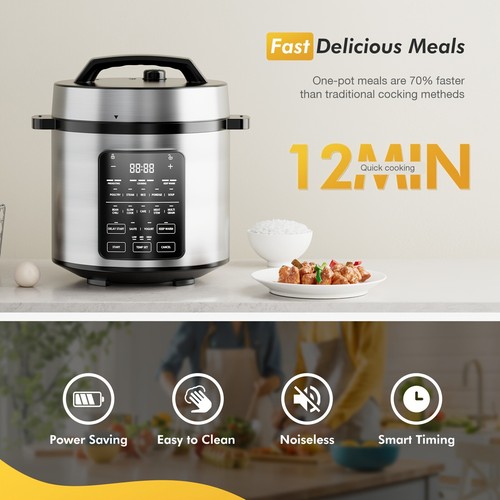 12-in-1 Electric Pressure Cookers, 6 Quarts Multi-Functional, Stainless Steel image