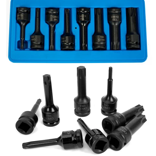 8X 1/2'' Drive Torx Deep Impact Metric Socket Bits Set Repair Tool T30-T80 AUS - Picture 2 of 9