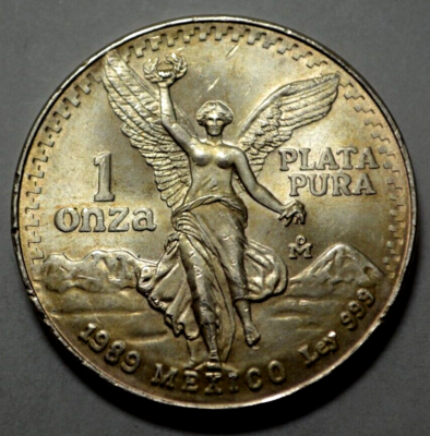 1989 1 Oz 999SILVER MEXICO Libertad Pura Plata Limited Ed