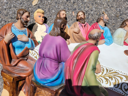 Vintage 3-D LARGE Jesus The Last Supper Statue Wall Plaque / Standing Figurine - Picture 12 of 23