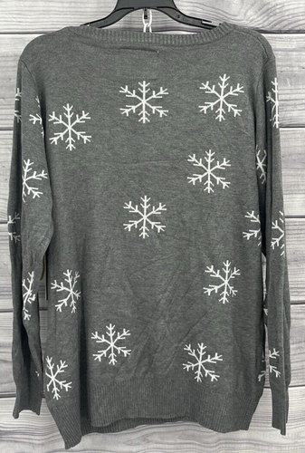 SUÉTER TIPSY ELVES LENTEJUELAS MUÑECO DE NIEVE FEO NAVIDAD Para Mujer Talla Grande GRIS NUEVO CON ETIQUETAS - Imagen 4 de 4