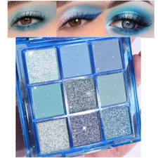 evpct 9 Colors Dark Light Royal Cobalt Blue Pearl White Glitter Shimmer Eye