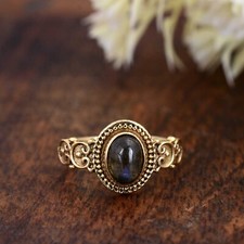 Labradorite Oval Gemstone ring, 925 Sterling Silver Ring, Women's gift,Mom gifts