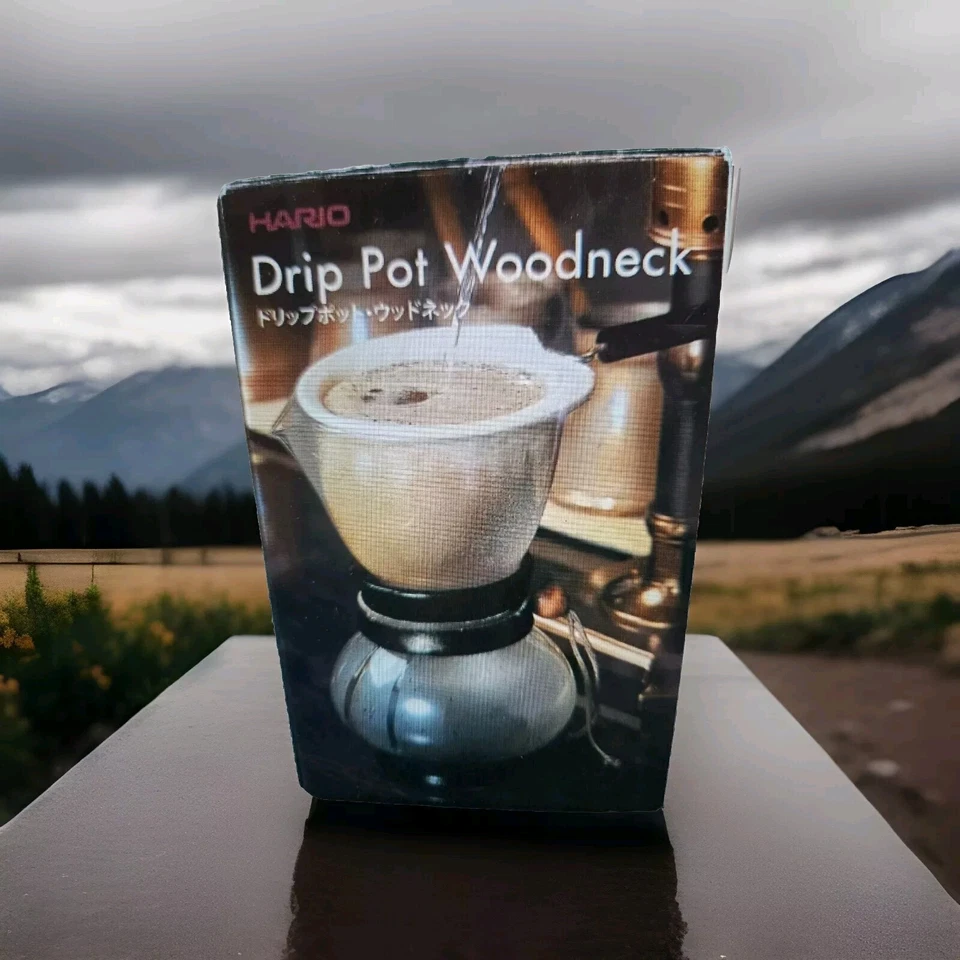 Cafetera de goteo 6 tazas filtro de franela vidrio collar de madera - NUEVA EN CAJA Foto 2 de 4