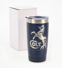 Colt Firearms Rampant Stallion Logo 20oz Navy Blue Tumbler. Python. Brand New