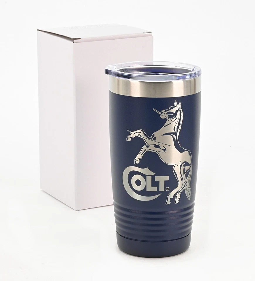 Colt Firearms Rampant Stallion Logo 20oz Navy Blue Tumbler. Python. Brand New