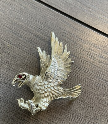 Eagle Pin With Light Gold Plate And A Siam Crystal Eye.