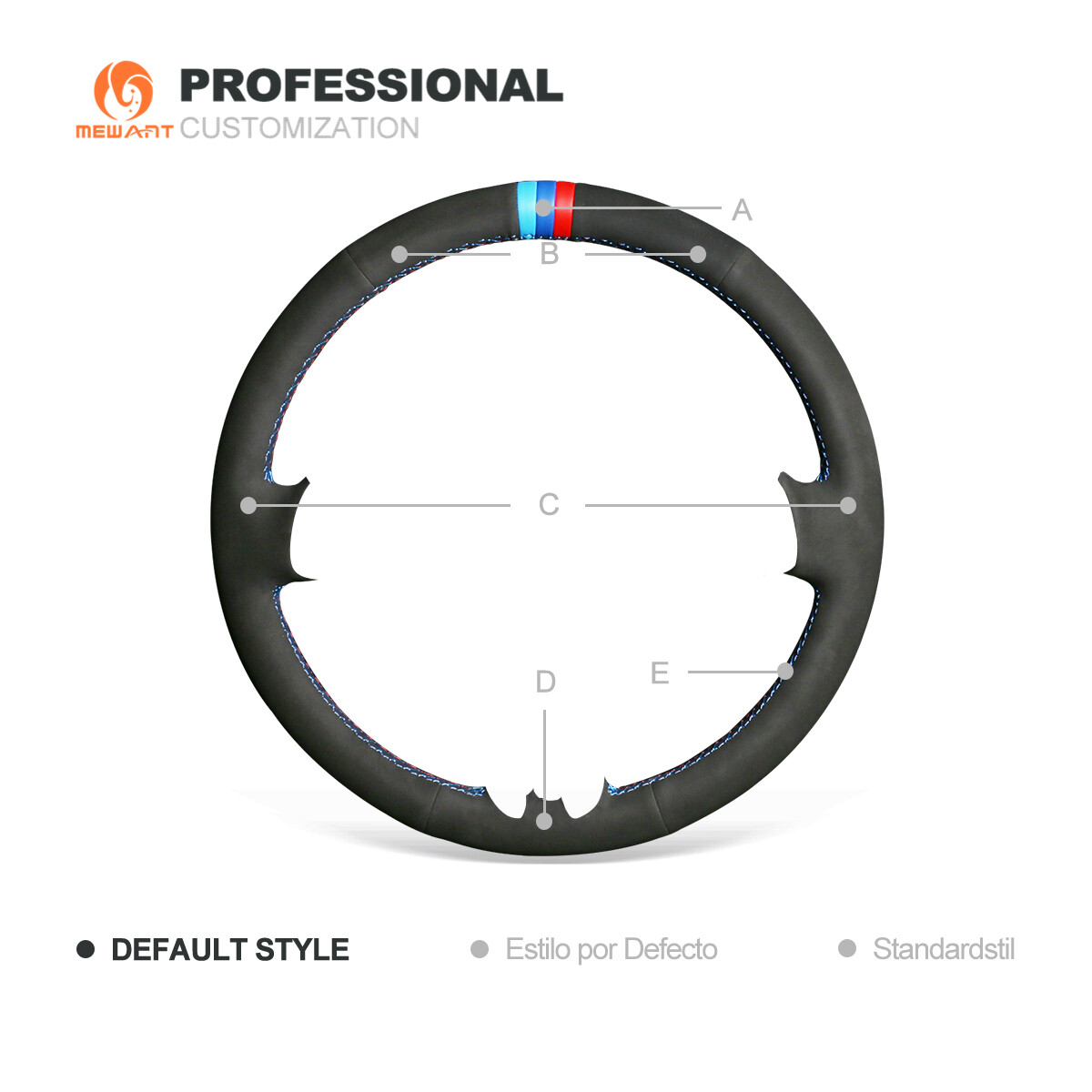 MEWANT Hand DIY Black Suede Car Steering Wheel Cover for BMW E46 E39