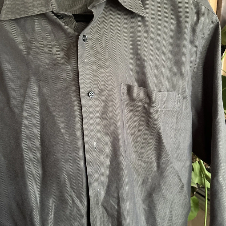 Camisa Nordstrom Para Hombres Manga Larga Cuello Extendido Abotonada Talla 16.5-34 Verde* Foto 4 de 4