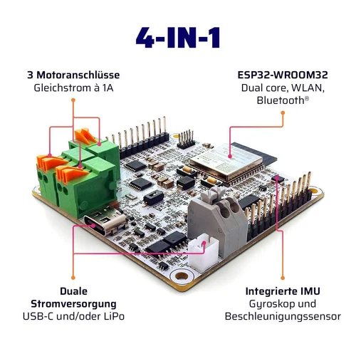 RoboHeart Hercules ESP32 IoT Entwickler Board Arduino-Kompatibel mit IMU, USB-C