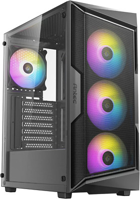 AX61 Mid-Tower ATX Gaming Case with Mesh Front Panel, ARGB Fans, Tempered Glass