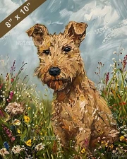 Lakeland Terrier painting in a blooming meadow 8x10 Print