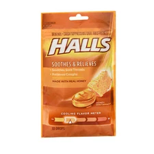 Soothe Menthol Cough Suppressant Oral Anesthetic Drops Honey 30 Each By Halls