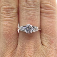 925 Sterling Silver Round-Cut Shaped C Z 3-Stone Ring Size 7