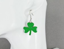 shamrock earrings St Patricks Day earrings dangle jewelry green 3-leaf clover