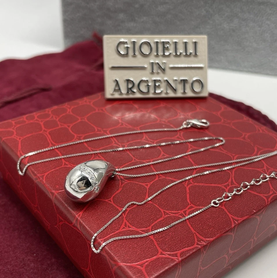 Girocollo collana femminile in argento 925 veneziana e ciondolo a Goccia Firmata - Immagine 4 di 4