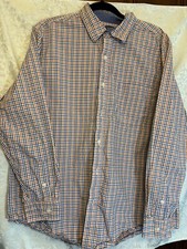 Men’s Chaps Blue Orange Plaid Long Sleeve Dress Shirt XL