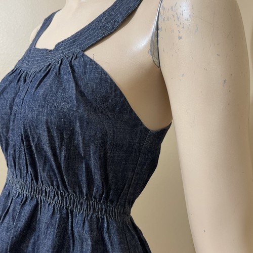 Women’s Blue Denim Cotton Casual Stretch Opened Pleated Sample Size S Sundress - Picture 8 of 12