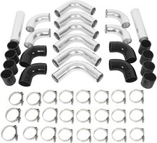 Universal 2 Aluminum Intercooler Turbo Pipingblack Hose T-clamp Kits
