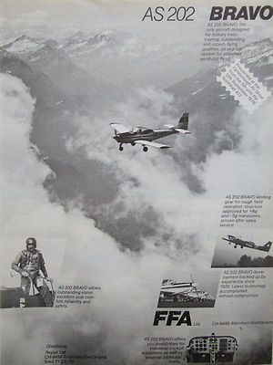 8/1976 PUB FFA ALTENRHEIN FLUGZEUG AS 202 BRAVO AIRCRAFT FLUGZEUG ORIGINAL ANZEIGE